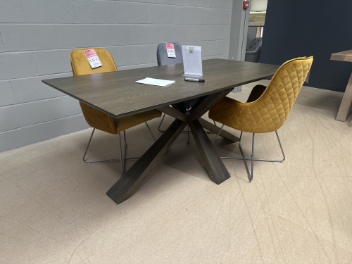 Edinburgh Industrial 180 Dining Table with Wooden Base