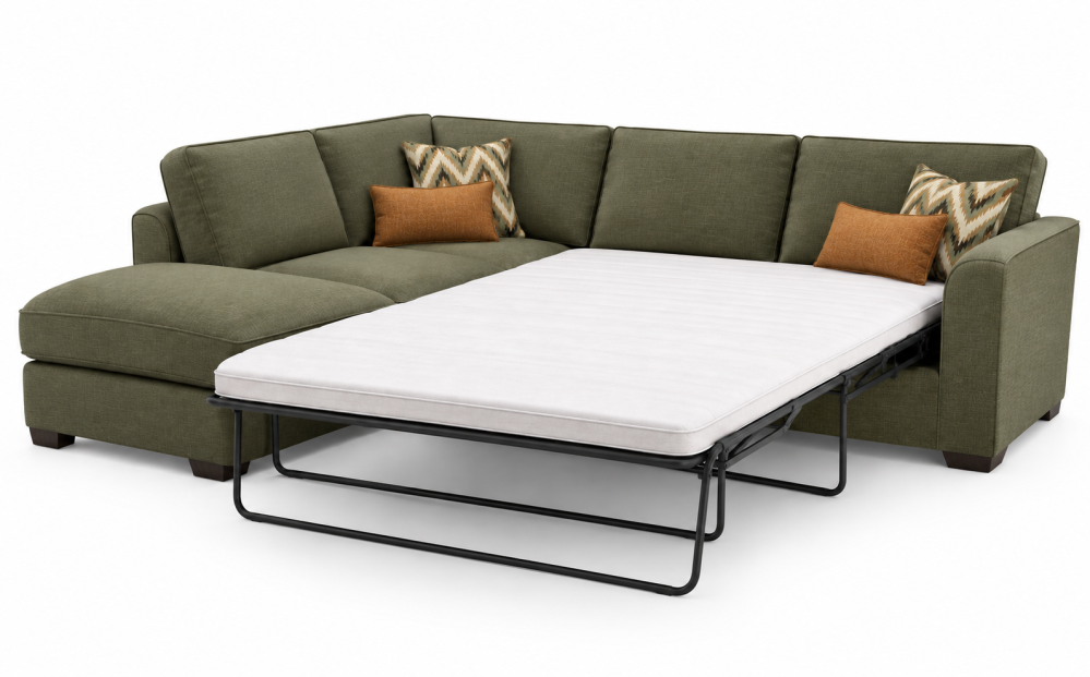 Filey Fabric Corner Chaise Sofa Bed W/ Storage Stool