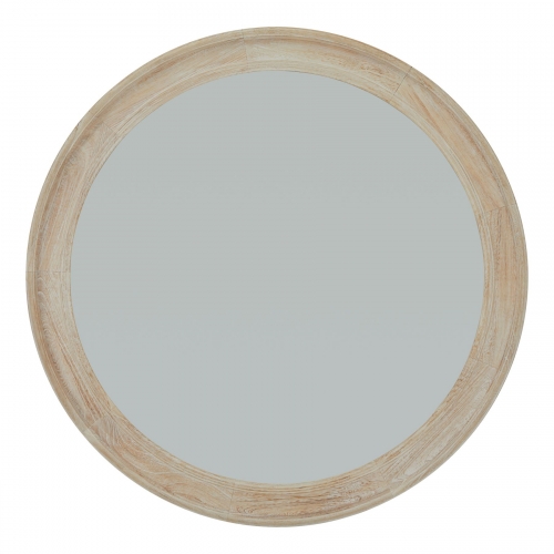 Washed Wood Round Framed Large Mirror