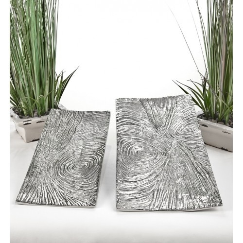 Set of Two Nickel Finished Trays
