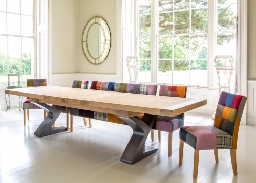 Harewood Solid Oak Monastery Table - Grey Metal leg