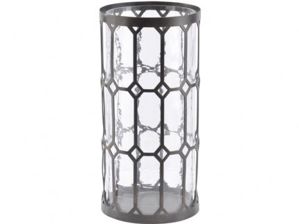 Dark Bronze Windowpane Iron & Glass Hurricane - Medium